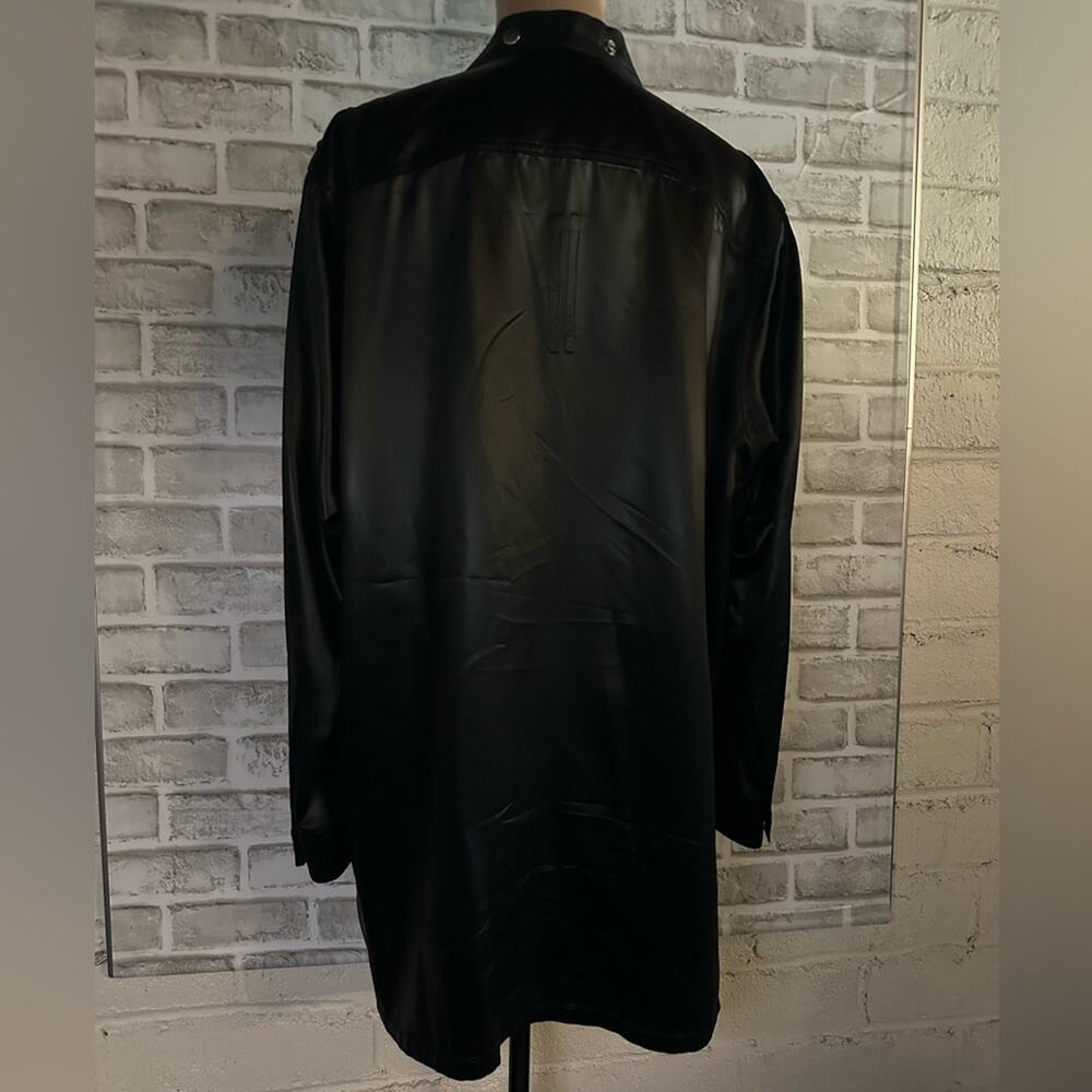 Rick Owens Performa FW20 Larry Faux Leather Shiny Shirt Black IT 54 XL Shacket - Picture 10 of 15
